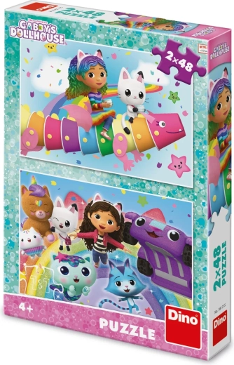 Puzzle La Casa de Muñecas de Gabby: en el arcoíris 2×48 piezas