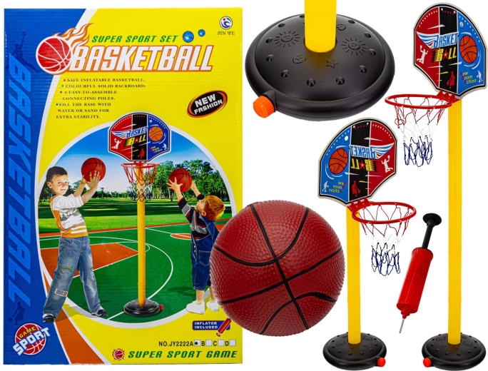 Set de baloncesto infantil con soporte, balón y bomba