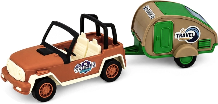 Conjunto de viaje realista: coche + caravana