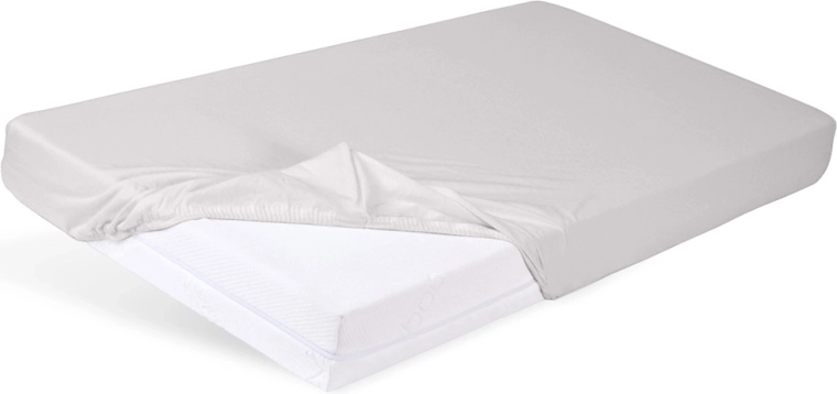 Sábana bajera de jersey Babymatex para cuna 60 × 120 cm ecru (marfil) – gris claro