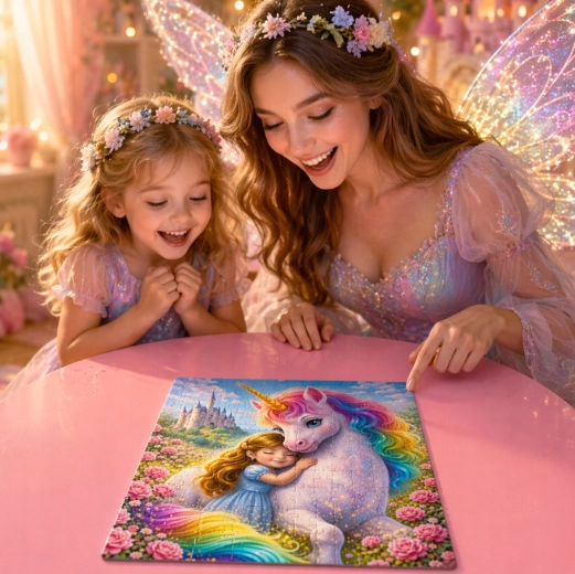 Motivo de cuento de hadas con unicornio