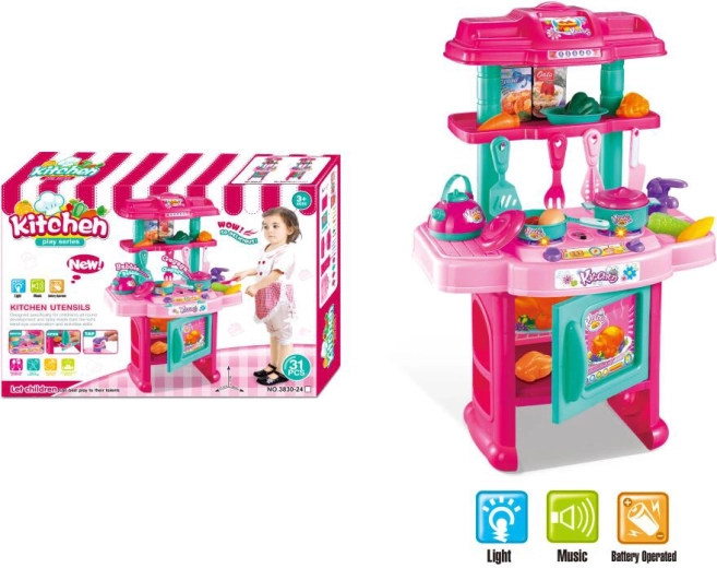 Cocina infantil con luz y sonido, 31 piezas