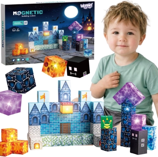 Woopie bloques de construcción magnéticos castillo pixelado 64 piezas