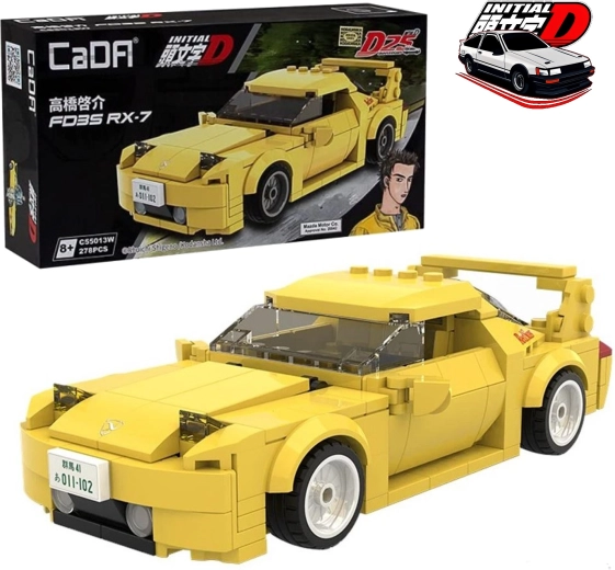 Set de construcción CaDA coche de carreras MAZDA RX-7 FD – amarillo, 278 piezas