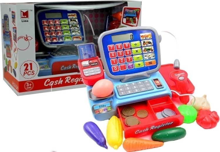 Caja registradora infantil con escáner y calculadora, con sonidos y accesorios