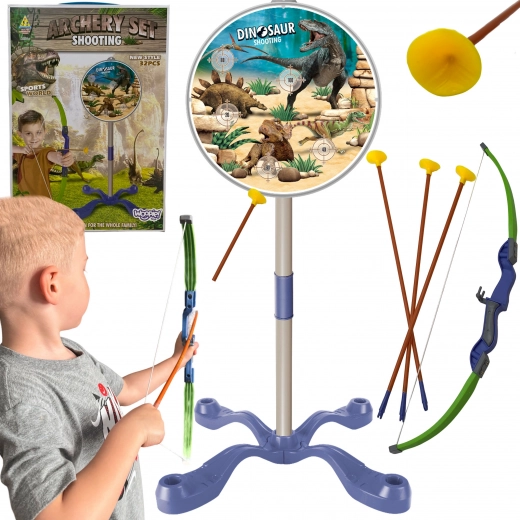 Set de tiro con arco infantil Woopie dinosaurios: arco, flechas y diana