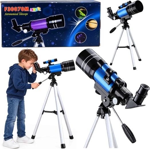 Telescopio astronómico infantil con trípode, 70 mm y aumentos de hasta 150×