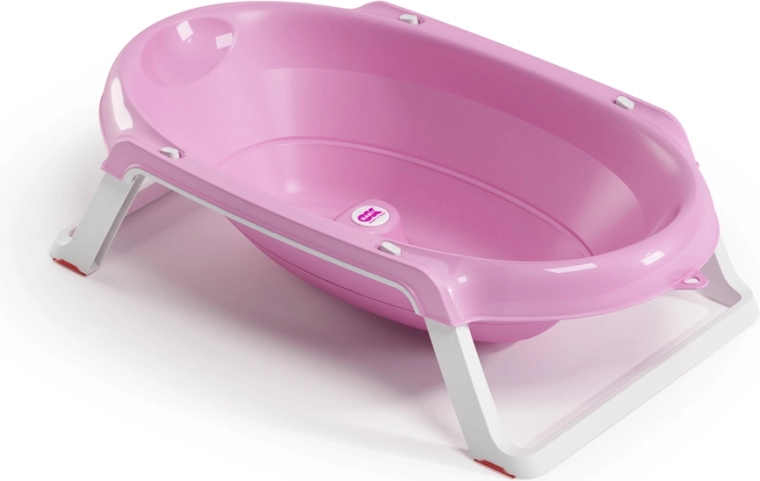 Bañera plegable antideslizante Ok Baby Onda Slim rosa 0–12 meses