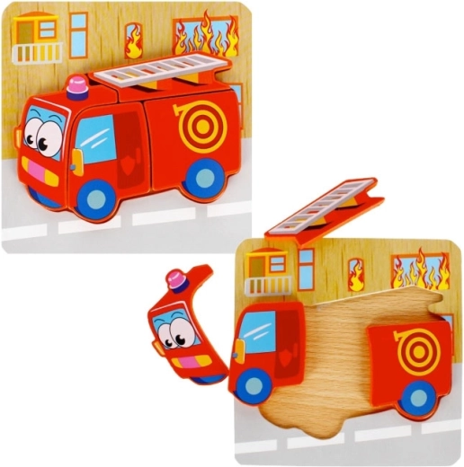 Puzzle educativo de madera Bomberos