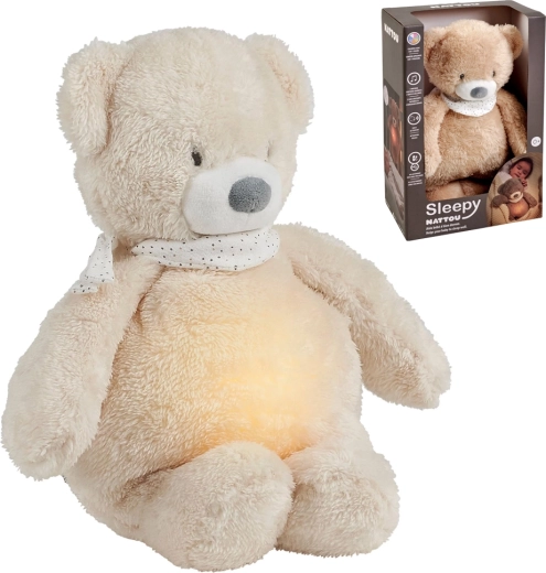 Nattou peluche musical para dormir con luz nocturna y sensor de llanto Sleepy Bear beige