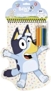 Bluey: cuaderno para colorear con pegatinas y lápices de colores (6 uds)