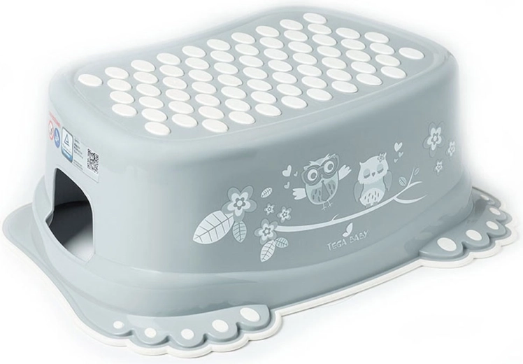Escalón infantil antideslizante para el baño con búho – gris