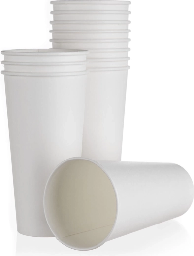 Vaso de papel 500 ml, blanco, desechable (12 uds)