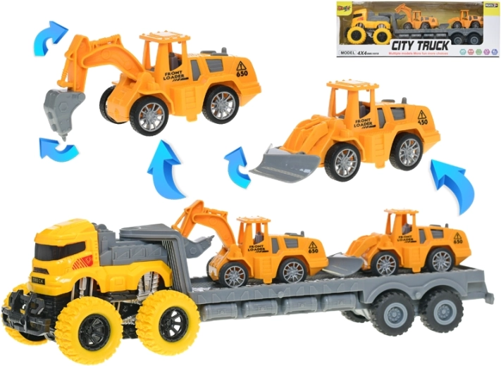 Tráiler con vehículos de construcción de inercia 37 cm