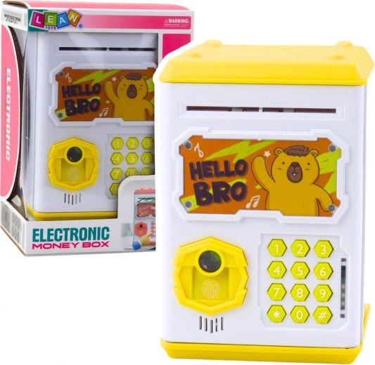 Caja fuerte electrónica para niños amarilla con capibara