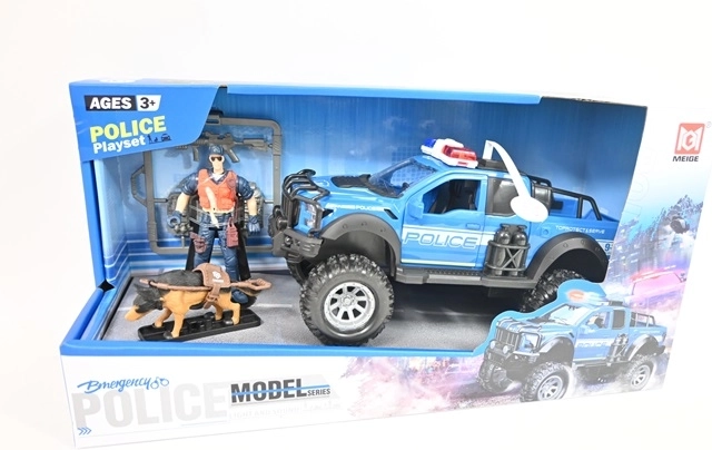 Set de juego de policía con luces y sonidos con figura y perro