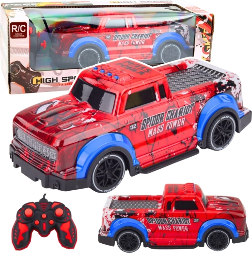 Coche todoterreno RC Spider con efectos LED, rojo