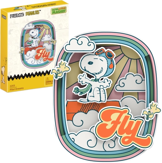 puremind modelo magnético de madera snoopy peanuts fly – decoración 3d diy