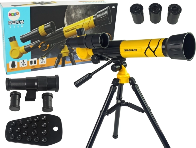 Telescopio educativo infantil con soporte para teléfono – Amarillo