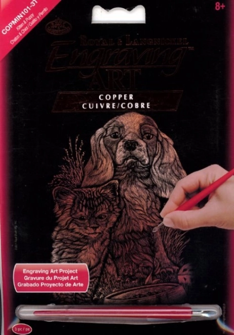 Imagen para rascar con efecto cobrizo: perro y gato