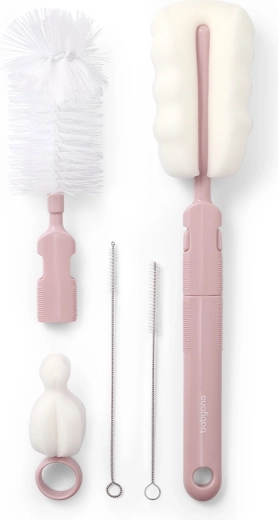 BabyOno cepillos para biberones y tetinas con mango desmontable, rosa