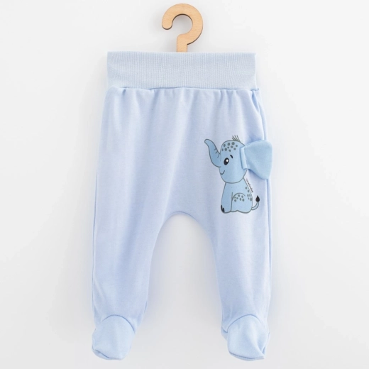 Pantalones con pie de algodón para bebé New Baby Happy Elephant azules