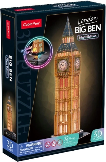 Puzzle 3D con LED, edición nocturna: Big Ben