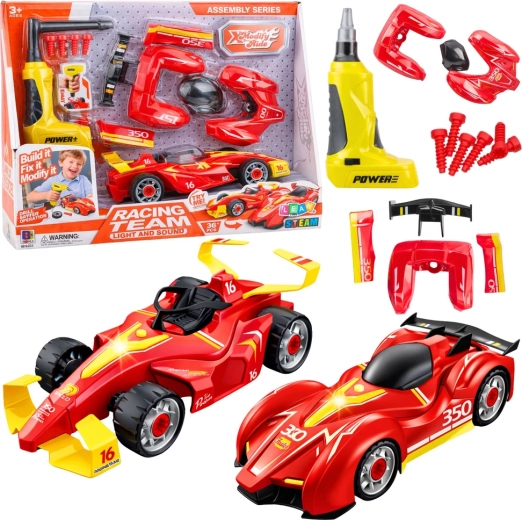 Set de tuning de coche de carreras para atornillar con destornillador a batería y luces