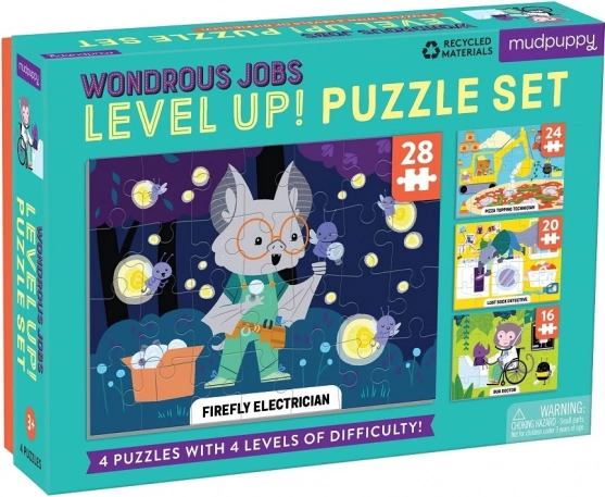 Mudpuppy Level Up! empleos extraordinarios – puzles infantiles 4 en 1