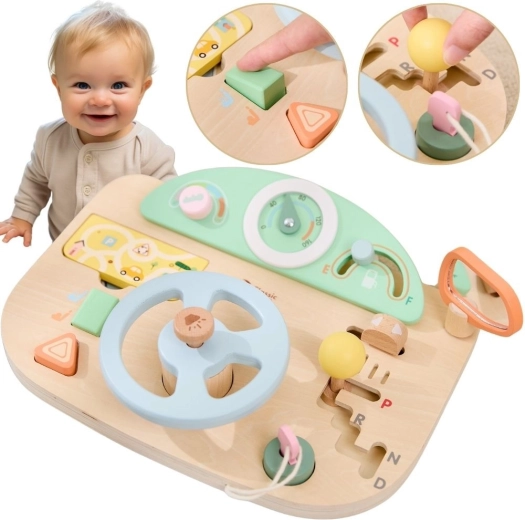Classic World tablero de actividades de madera con volante