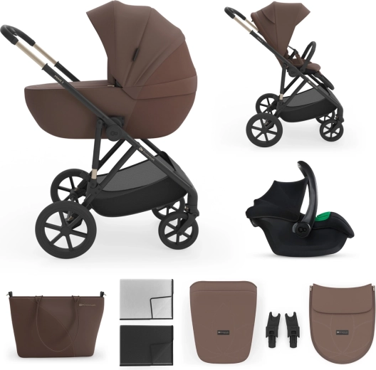 Cochecito combinado 3 en 1 Kinderkraft Prime 3 velvet mocca