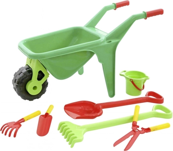 Set de jardinería infantil con carretilla y herramientas