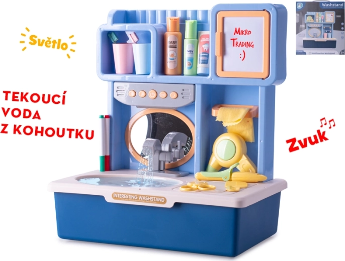 Lavabo infantil interactivo con agua corriente – azul