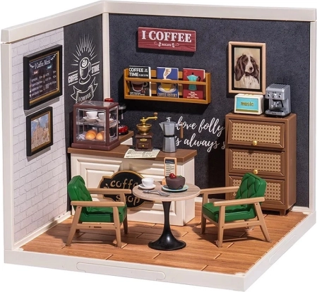 Robotime mini cafetería – miniatura DIY con iluminación LED