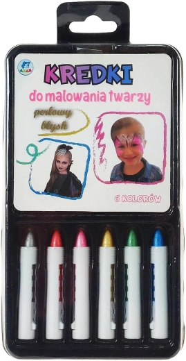 Lápices nacarados para pintacaras infantil, set de 6 colores