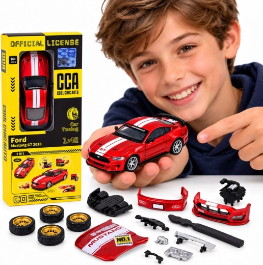 Modelo metálico con licencia Ford Mustang GT 2018 con kit de tuning a escala 1:42