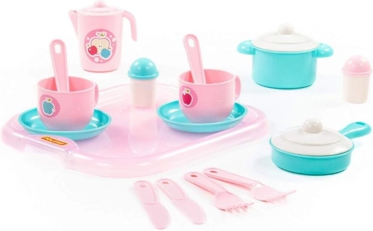 Juego infantil de vajilla para servir con bandeja (19 piezas)