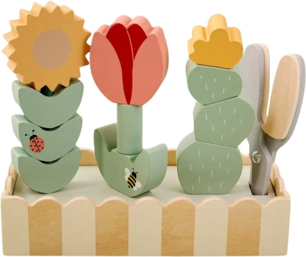 Jabadabado set creativo de flores de madera con tijeras de jardinería