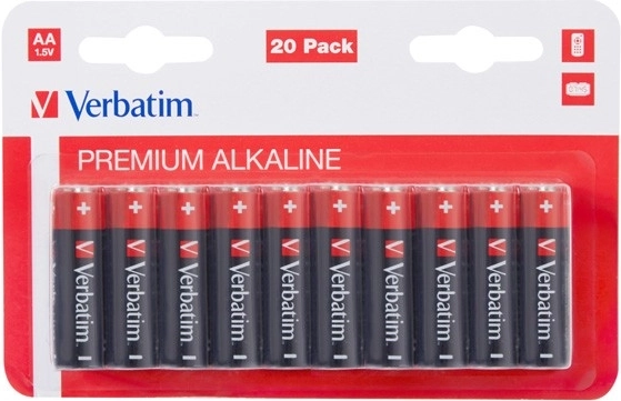 Pilas alcalinas AA 1,5 V VERBATIM, paquete de 20 uds.