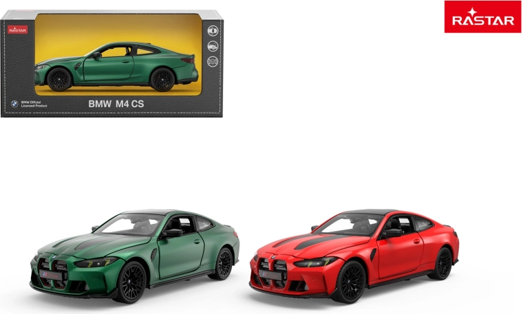 Modelo de coche metálico Rastar BMW M4 CS 1:24 rojo - 1 pieza