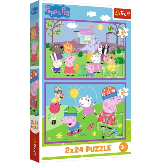 Puzle 2x24 Peppa en el parque infantil - Peppa Pig