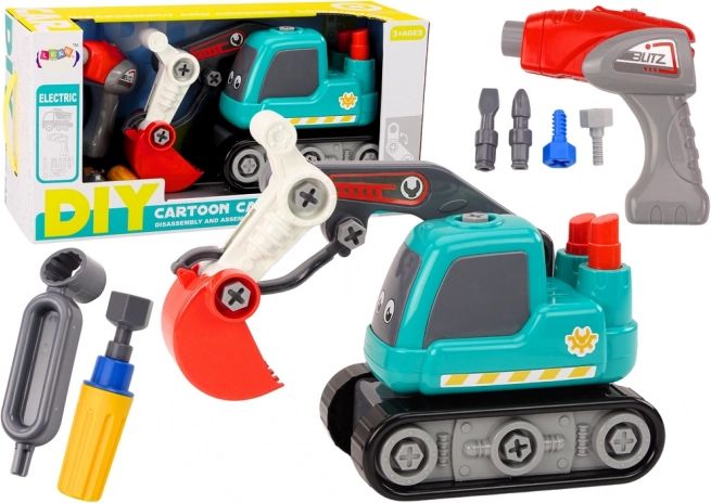 Excavadora de orugas infantil desmontable DIY – Turquesa