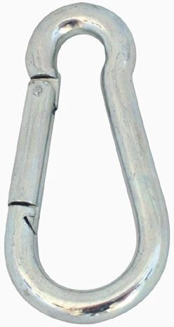 Mosquetón de acero 90 × 8 mm, galvanizado, paquete de 10 uds.