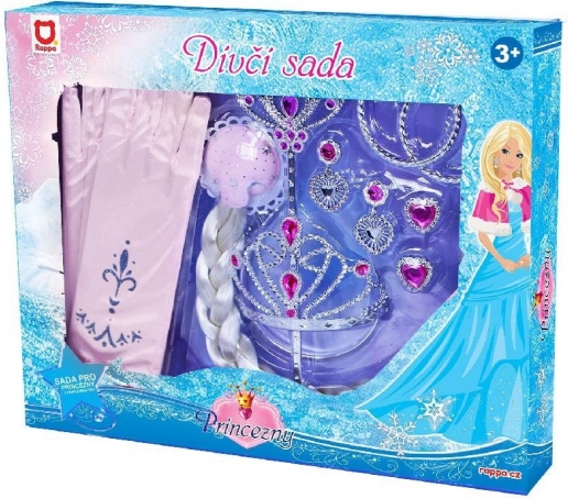 Set infantil de princesa con guantes y trenza, rosa
