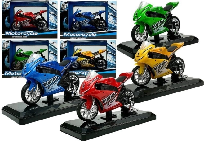 Motocicleta deportiva con sonidos 1:18 – modelo metálico con base