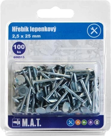 Clavos para cartón galvanizados 25 × 2,5 mm (100 uds)