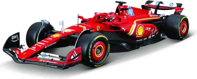 Kit de construcción del modelo Bburago 1:24 Ferrari F1 SF24 2024 Charles Leclerc con soporte