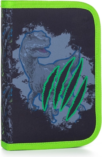 Estuche escolar OXY GO Dino, de un compartimento con 2 solapas, vacío