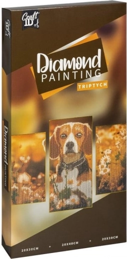 Pintura de diamantes en marco perro – tríptico 40 × 20 cm + 30 × 20 cm