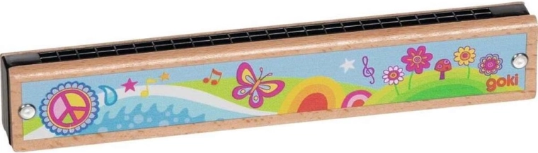 Armónica de soplo de madera Goki Flower